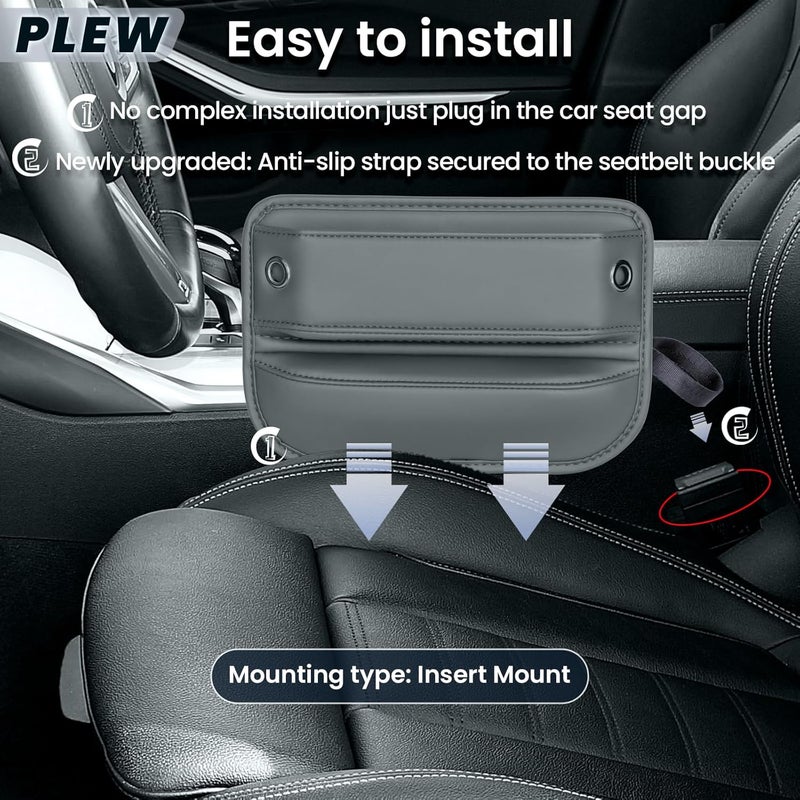 PLEW 2-Pack Car Seat Gap Filler, Premium Leather Console Organizer Universal Fit for Car SUV Truck Multi-Purpose Essentials Organizer - Anti-Drop Auto Interior Accessories（Chogori Grey - Image 4
